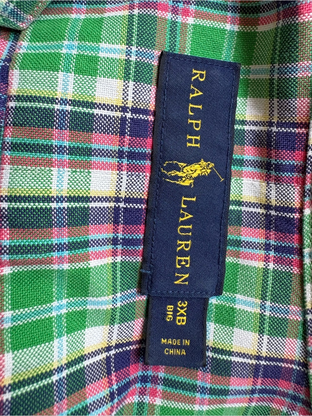 Ralph Lauren Men’s 3XB Green Plaid Cotton Oxford Button Down Shirt Pony - Picture 2 of 10